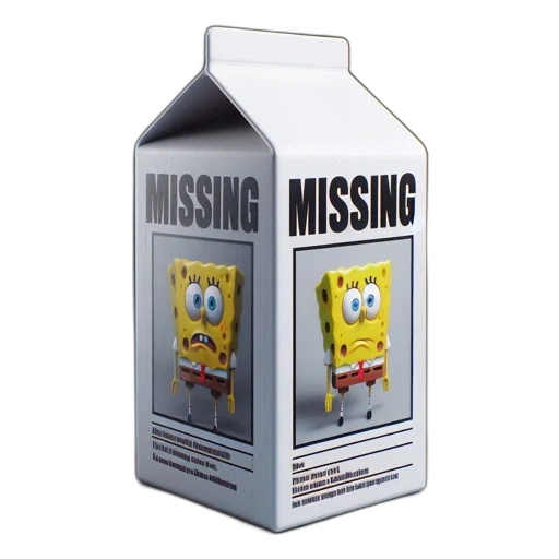 robot, bottle, 3d render, milk, carton, featuring, missing, poster transparent PNG cut-out
