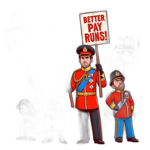 staff, concept art, four, figures, regal, garb, hold, placards transparent PNG cut-out