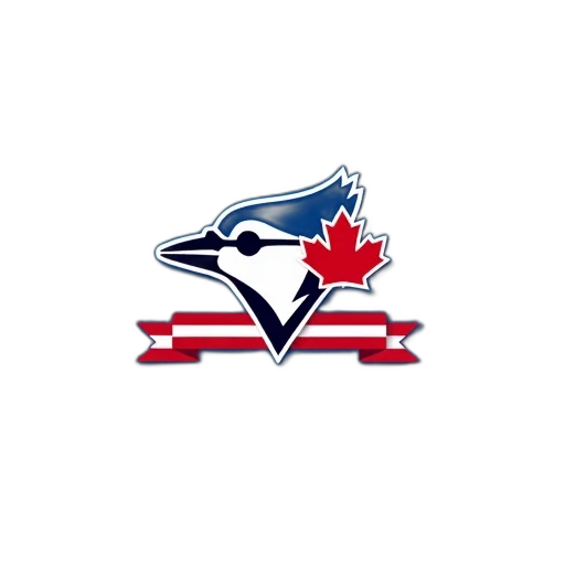 blue, jays, logo, centered, background, red, white, striped transparent PNG cut-out