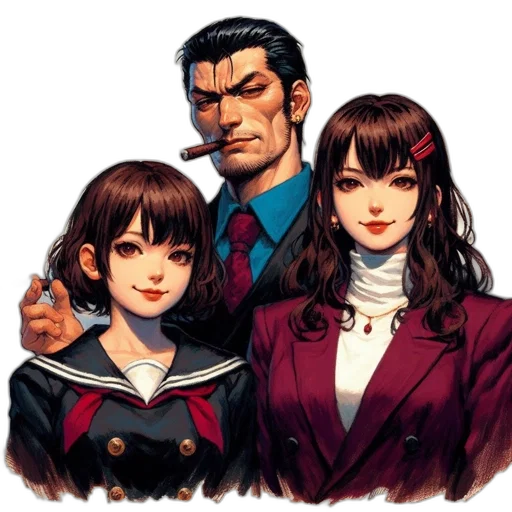 staff, comic book art, pixel art, concept art, photorealistic, dark, three, characters transparent PNG cut-out