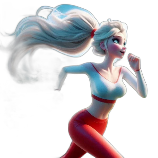 concept art, comic book art, fantasy art, 3d render, female, runner, competes, against transparent PNG cut-out