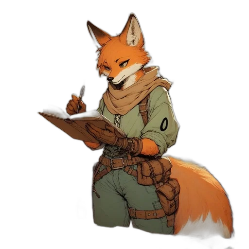 staff, jacket, weapon, animal, concept art, fantasy art, watercolor, pixel art transparent PNG cut-out