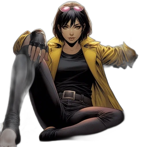 jacket, weapon, comic book art, concept art, anime, cyberpunk, dark, confident transparent PNG cut-out