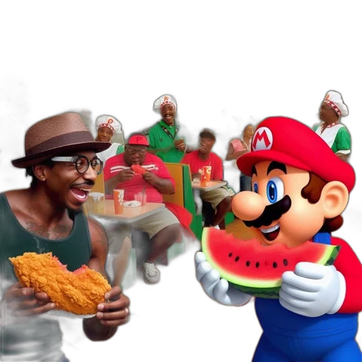 food, hat, concept art, 3d render, pixel art, vaporwave, two, disparate transparent PNG cut-out