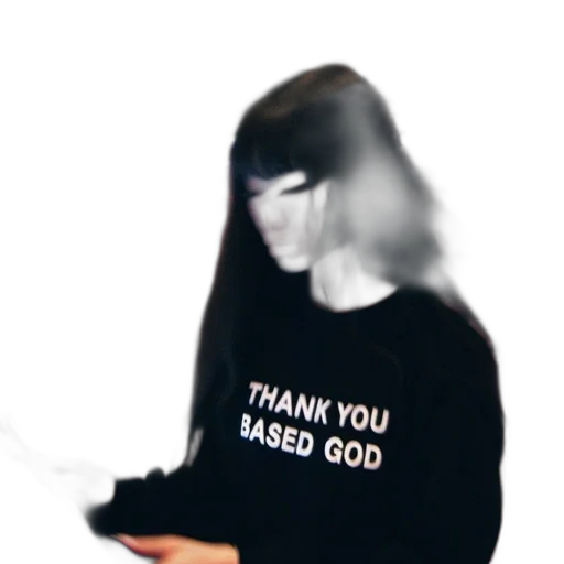 jacket, dress, hair, face, 3d render, vaporwave, dark, young transparent PNG cut-out