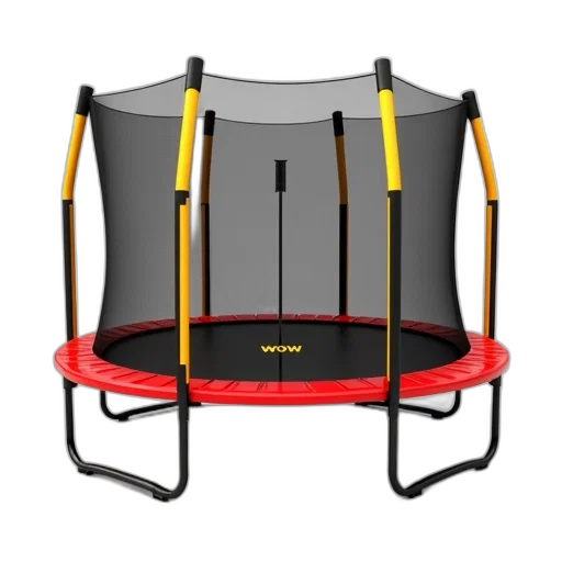 furniture, umbrella, 3d render, trampoline, red, border, black, yellow transparent PNG cut-out