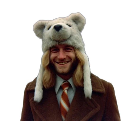 hat, animal, jacket, staff, man, distinctive, bear-hat, stands transparent PNG cut-out