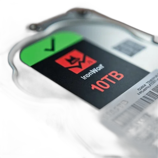close-up, image, hard, drive, sticker, reads, ironwolf, 10tb transparent PNG cut-out