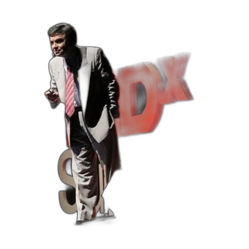 3d render, concept art, cartoon, man, suit, stands, stage, tedx transparent PNG cut-out