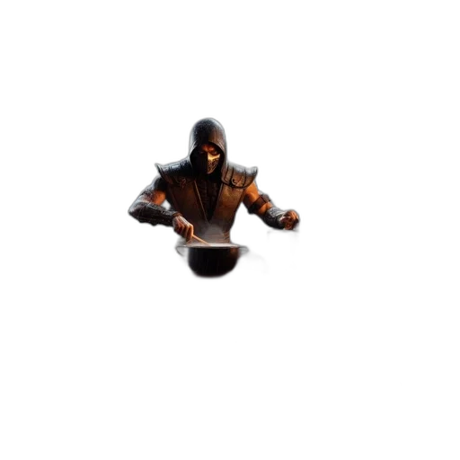 weapon, sword, mask, creature, pixel art, concept art, 3d render, fantasy art transparent PNG cut-out