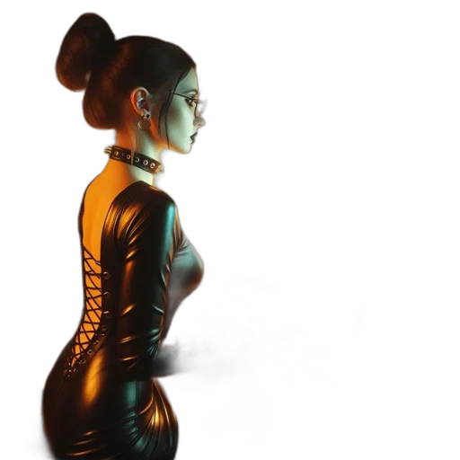 dress, robot, jewelry, jacket, concept art, cyberpunk, 3d render, fantasy art transparent PNG cut-out
