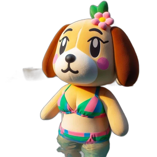 animal, staff, creature, 3d render, concept art, vaporwave, plush, dog transparent PNG cut-out