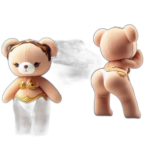 3d render, concept art, photorealistic, fantasy art, princess, leia, plush, toy transparent PNG cut-out