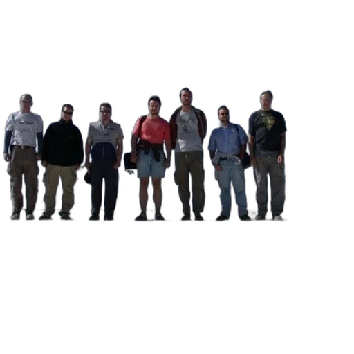 staff, jacket, robot, 3d render, concept art, group, men, stand transparent PNG cut-out