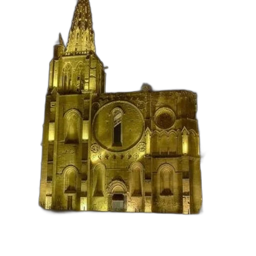 crown, jewelry, building, 3d render, golden, beautifully, lit, cathedral transparent PNG cut-out