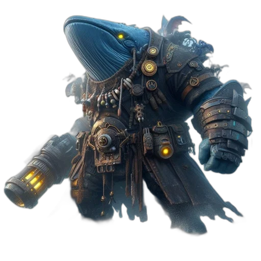 robot, weapon, staff, creature, concept art, fantasy art, 3d render, photorealistic transparent PNG cut-out