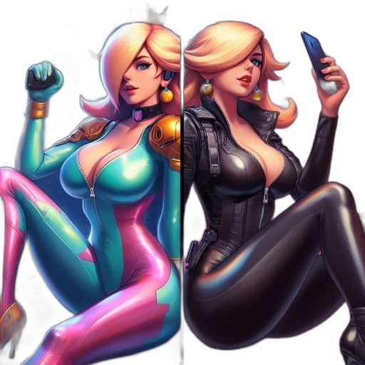 concept art, comic book art, fantasy art, pixel art, neon, colorful, dark, two transparent PNG cut-out