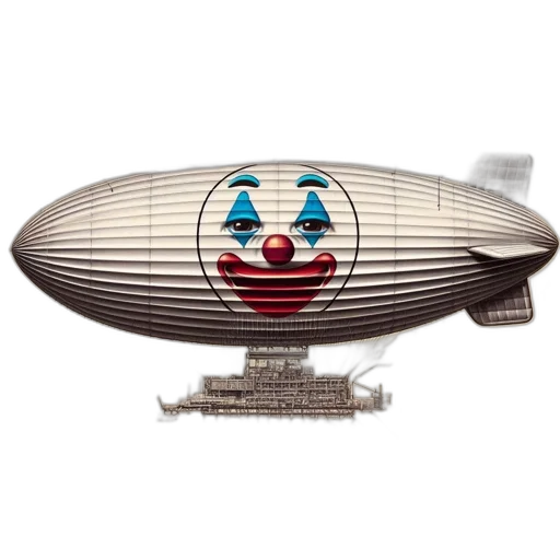 mask, car, robot, fictional, airship, resembling, clown, face transparent PNG cut-out