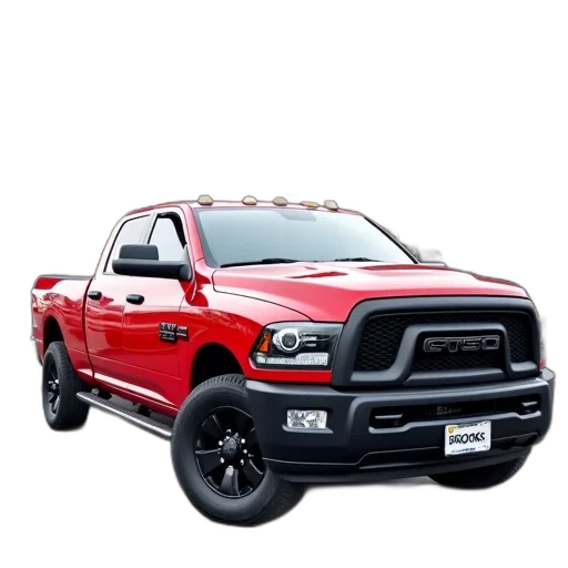 car, photorealistic, 3d render, red, pickup, truck, black, grille transparent PNG cut-out