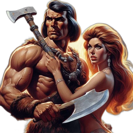 sword, weapon, comic book art, fantasy art, concept art, muscular, chiseled, man transparent PNG cut-out