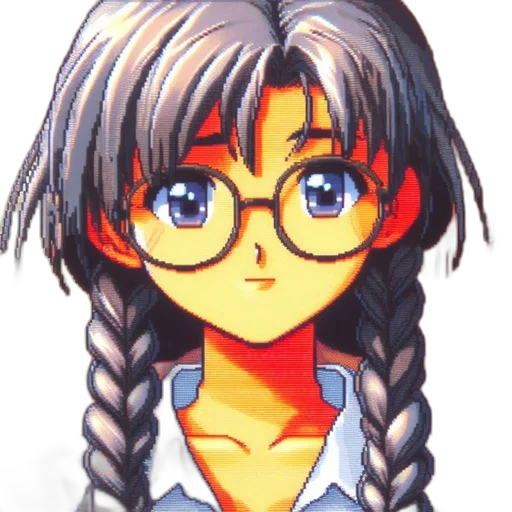 hair, staff, face, anime, pixel art, photorealistic, cartoon, pixel transparent PNG cut-out