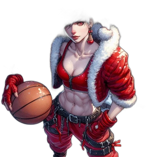 jacket, fantasy art, concept art, pixel art, cyberpunk, red, woman, festive transparent PNG cut-out
