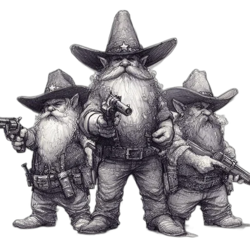 staff, weapon, concept art, fantasy art, pencil sketch, comic book art, three, gunmen transparent PNG cut-out