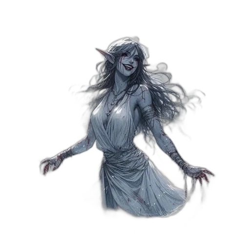 dress, creature, staff, concept art, fantasy art, comic book art, watercolor, blue transparent PNG cut-out