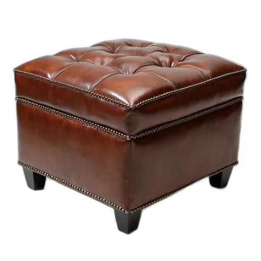 furniture, jacket, crown, 3d render, brown, leather, ottoman, shiny transparent PNG cut-out