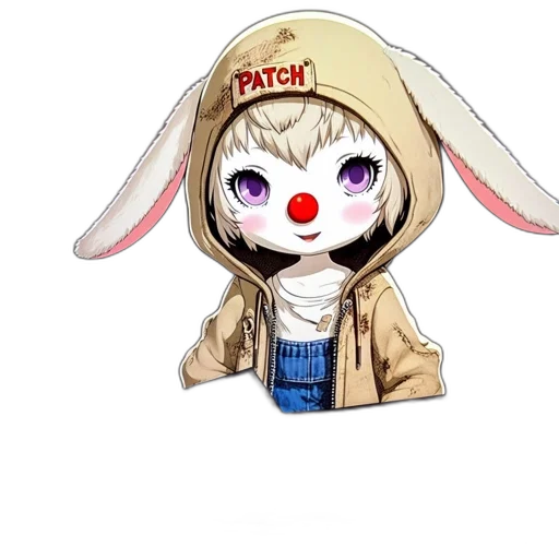 hat, jacket, creature, mask, anime, cartoon, pixel art, concept art transparent PNG cut-out