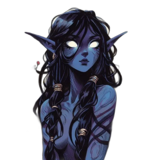 staff, fantasy art, concept art, pixel art, comic book art, blue, dark, blue-skinned transparent PNG cut-out