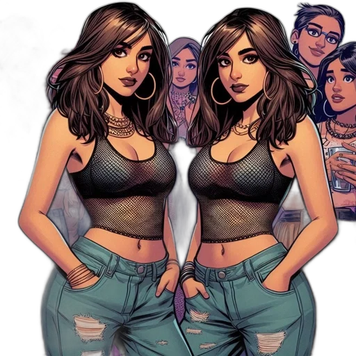 comic book art, concept art, cartoon, fantasy art, earth tones, group, diverse, animated transparent PNG cut-out