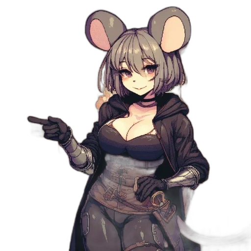 weapon, staff, jacket, animal, cyberpunk, concept art, pixel art, anime transparent PNG cut-out