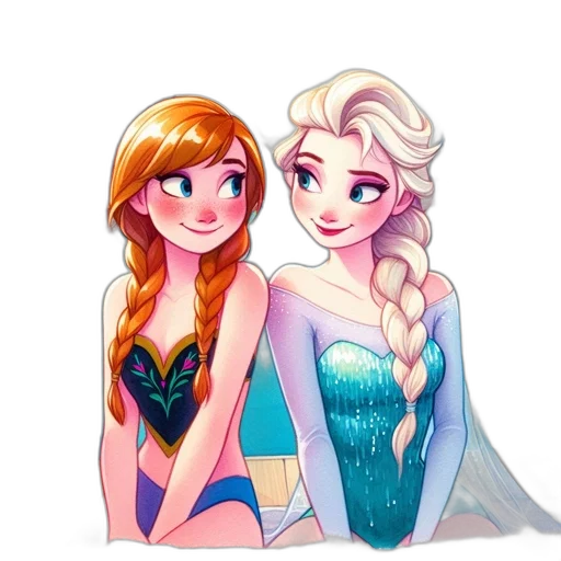 dress, crown, cartoon, watercolor, concept art, fantasy art, underwater, pastel transparent PNG cut-out
