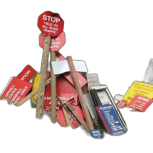 staff, weapon, jewelry, pile, various, signs, including, stop transparent PNG cut-out