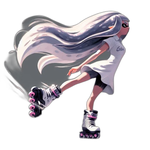 hair, dress, shoes, creature, concept art, 3d render, anime, pixel art transparent PNG cut-out