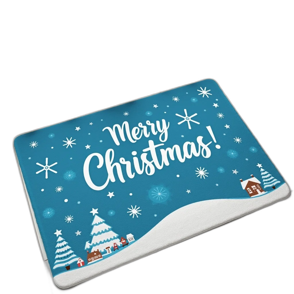 blue, doormat, festive, christmas, design, placed, marble, floor transparent PNG cut-out