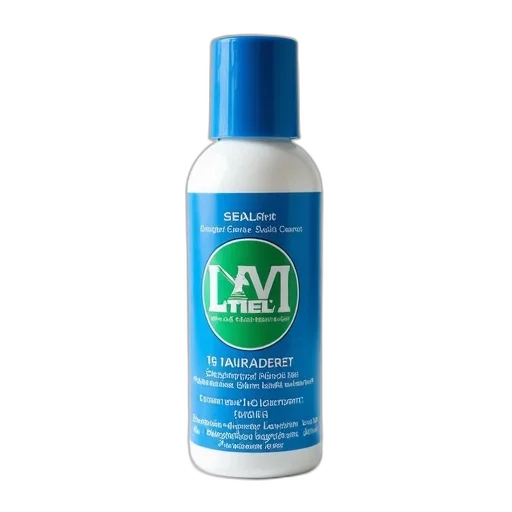 bottle, sealant, lubricant, blue, label, green, logo, has transparent PNG cut-out