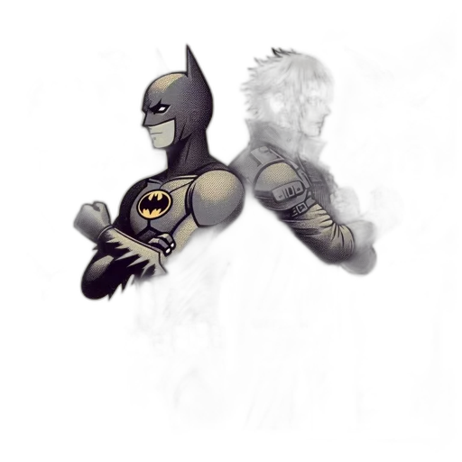 comic book art, concept art, fantasy art, 3d render, monochrome, dark, two, characters transparent PNG cut-out