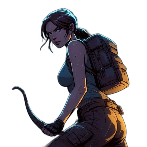 staff, weapon, comic book art, concept art, cyberpunk, cartoon, dark, blue transparent PNG cut-out