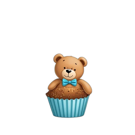 food, birthday, card, teddy, bear, sitting, cupcake, has transparent PNG cut-out