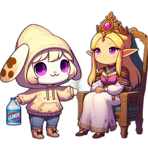 crown, staff, food, bottle, pixel art, concept art, fantasy art, anime transparent PNG cut-out