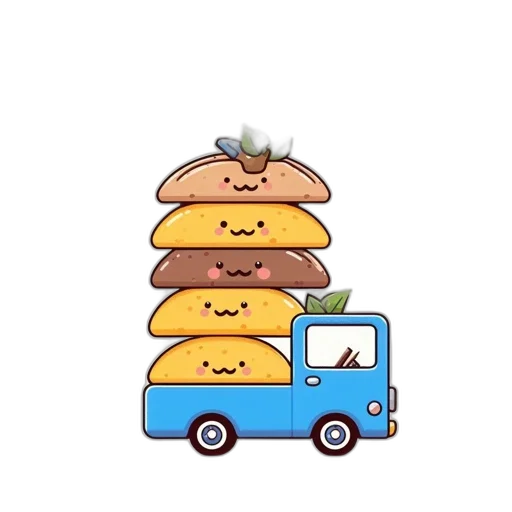 food, car, hat, staff, pixel art, concept art, cartoon, pastel transparent PNG cut-out