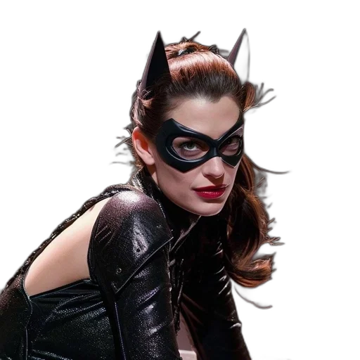 mask, comic book art, concept art, photorealistic, woman, glossy, black, superhero-like transparent PNG cut-out