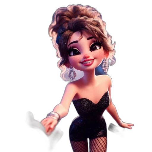 dress, cartoon, concept art, 3d render, fantasy art, evening, urban, scene transparent PNG cut-out