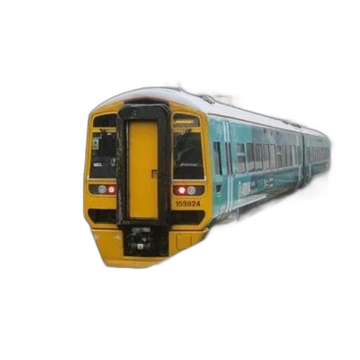 weapon, 3d render, photorealistic, yellow, blue, train, number, 158924 transparent PNG cut-out