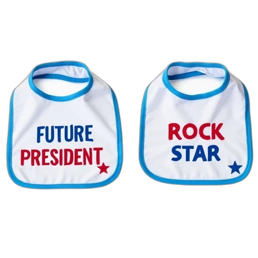 two, bibs, displayed, side, left, bib, has, white transparent PNG cut-out