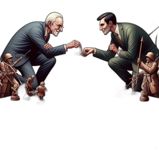 concept art, comic book art, two, men, one, older, younger, stand transparent PNG cut-out