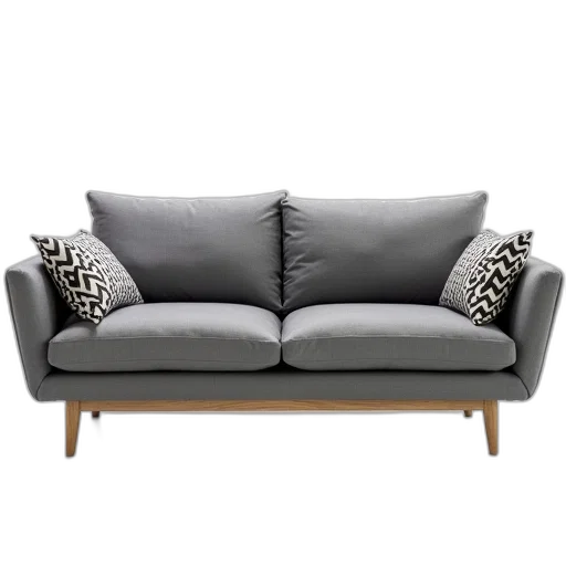 furniture, 3d render, photorealistic, monochrome, modern, grey, fabric, sofa transparent PNG cut-out