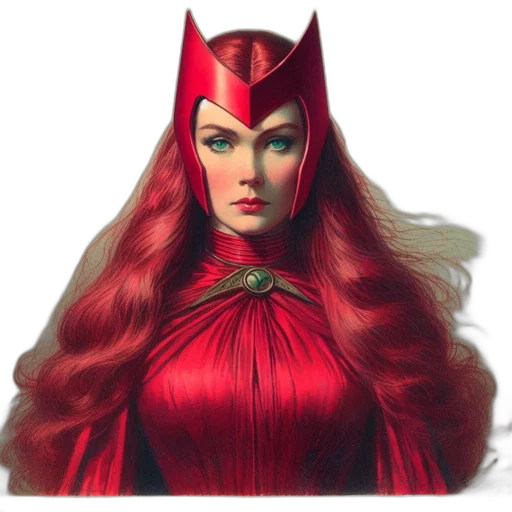 crown, mask, hair, comic book art, concept art, fantasy art, 3d render, red transparent PNG cut-out